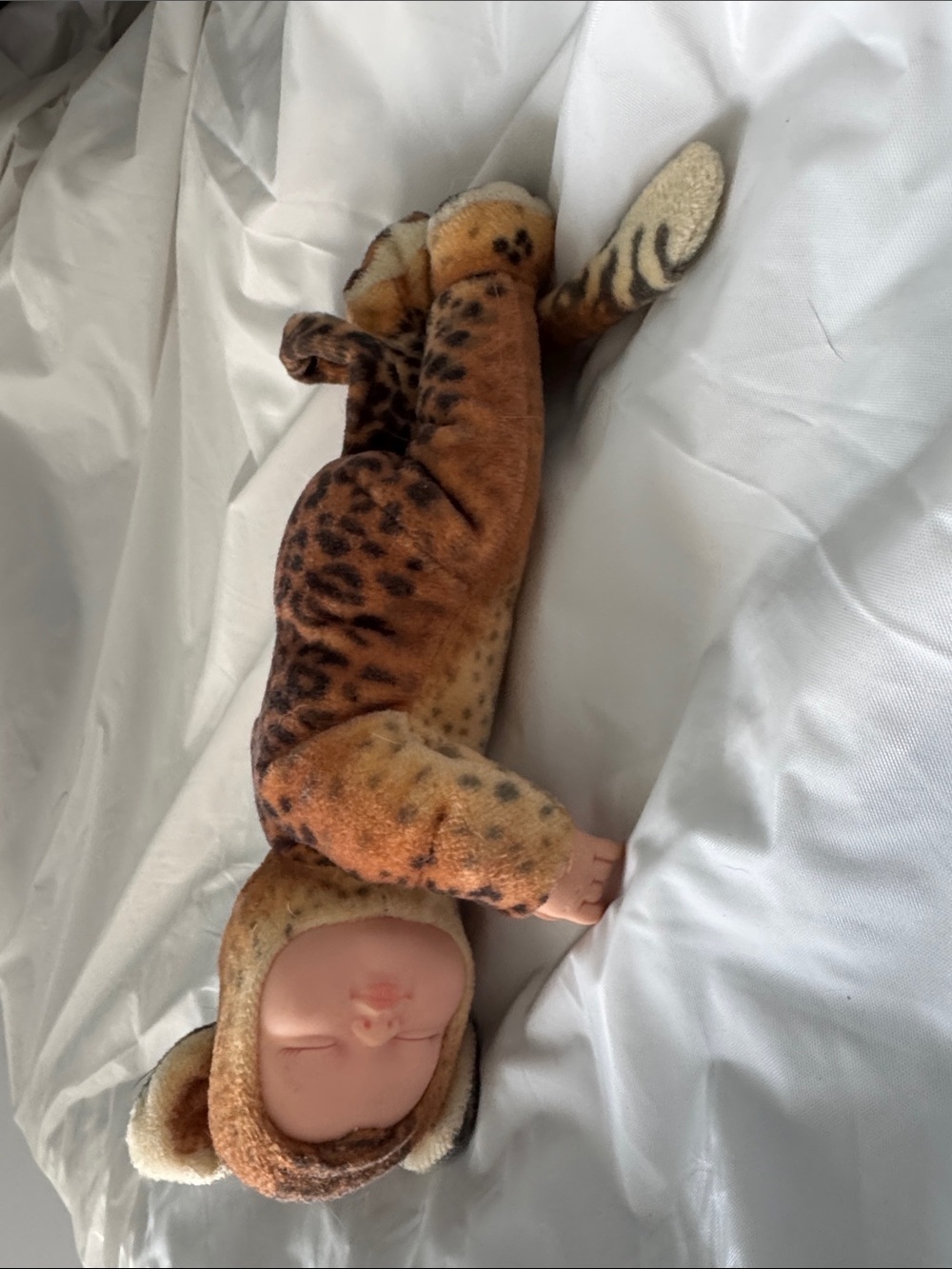 Vintage Anne Geddes Leopard Baby Plush Doll 1990s Collectible Stuffed Animal